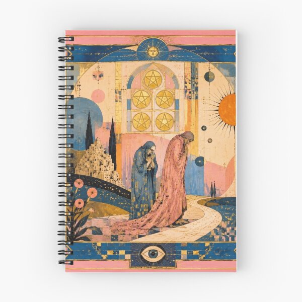 Item preview, Five of Pentacles Tarot Card - Surreal Pink & Gold Spiritual Hope Art designed and sold by Natalia-Vlad.