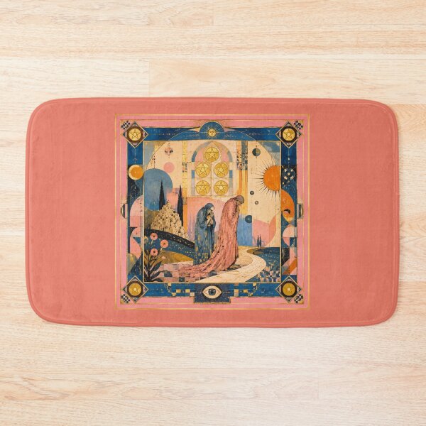 Item preview, Five of Pentacles Tarot Card - Surreal Pink & Gold Spiritual Hope Art designed and sold by Natalia-Vlad.