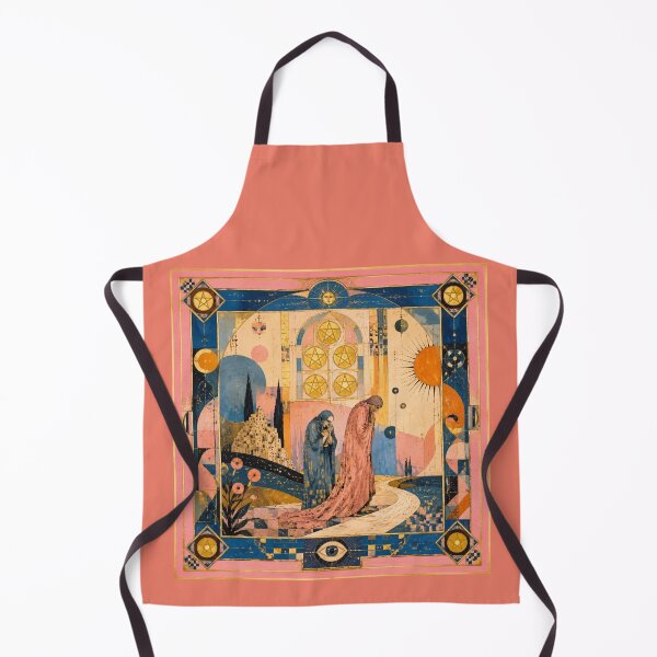 Item preview, Five of Pentacles Tarot Card - Surreal Pink & Gold Spiritual Hope Art designed and sold by Natalia-Vlad.