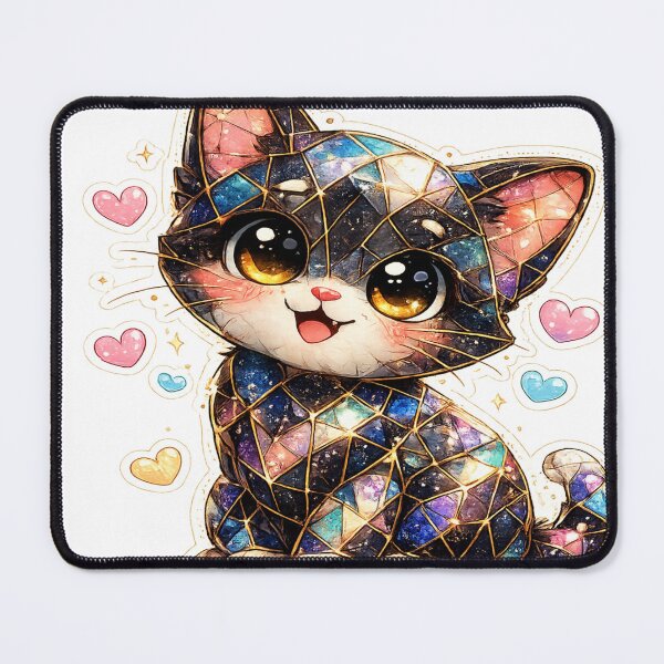 Item preview, Cute Mosaic Glass Cat Sticker designed and sold by Genzfirevibes.