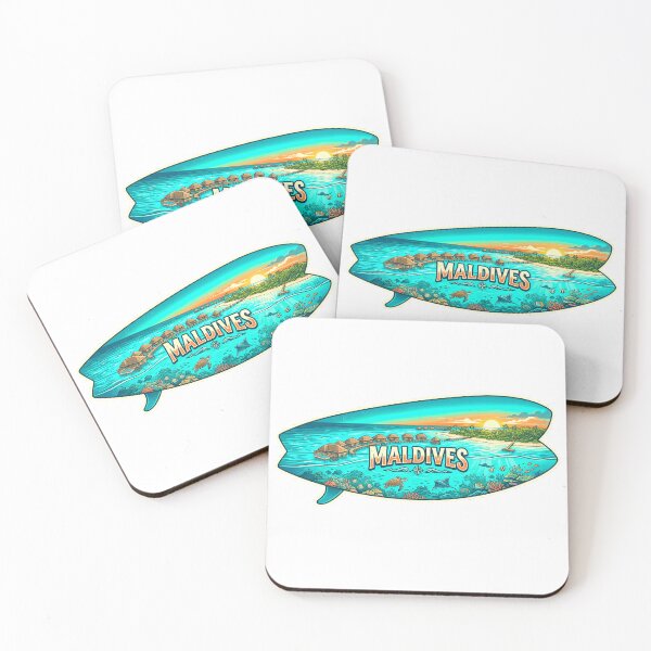 Item preview, Maldives Tropical Surfboard Shape Travel  designed and sold by Modefissi.