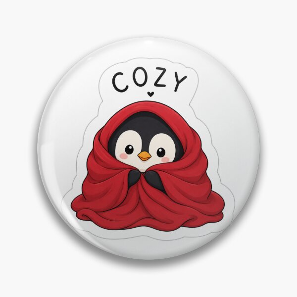 Item preview, Cozy Penguin in Red Blanket Sticker | Cute Winter Penguin Vinyl Sticker designed and sold by Cozy Art Studio.