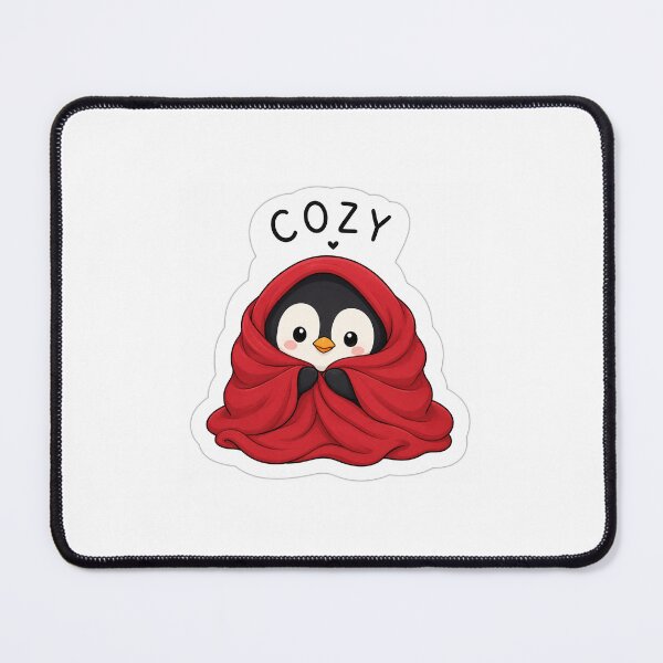 Item preview, Cozy Penguin in Red Blanket Sticker | Cute Winter Penguin Vinyl Sticker designed and sold by Cozy Art Studio.