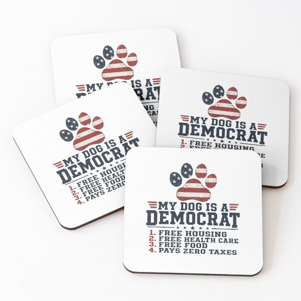 Item preview, My Dog is A Democrat Free Housing Humor Paw USA Flag White designed and sold by clothesy7.