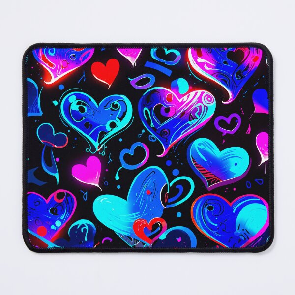 Item preview, Neon Blue Hearts Pattern – Vibrant Love Aesthetic Art Design designed and sold by IMuDesigner.