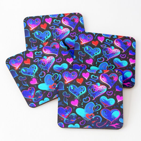Item preview, Neon Blue Hearts Pattern – Vibrant Love Aesthetic Art Design designed and sold by IMuDesigner.