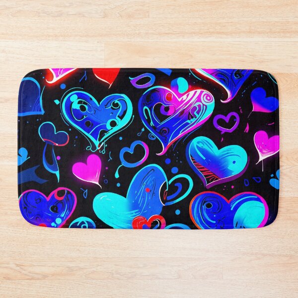 Item preview, Neon Blue Hearts Pattern – Vibrant Love Aesthetic Art Design designed and sold by IMuDesigner.