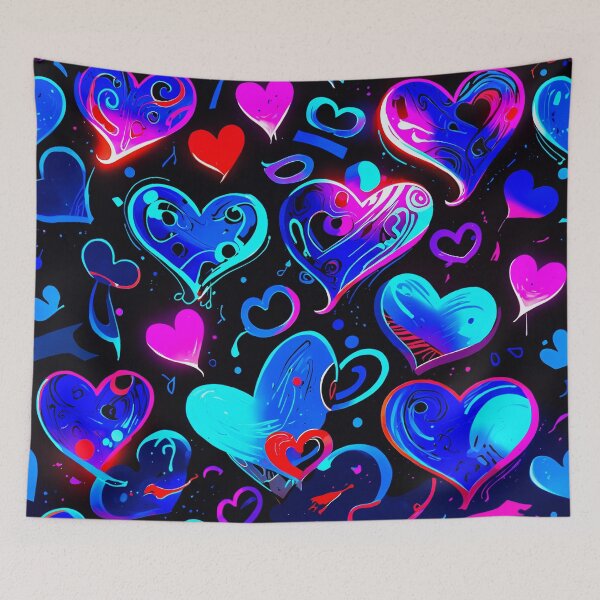 Item preview, Neon Blue Hearts Pattern – Vibrant Love Aesthetic Art Design designed and sold by IMuDesigner.