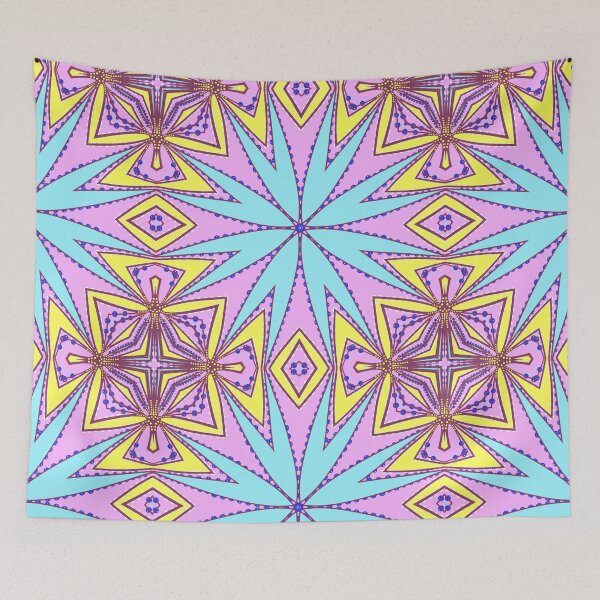Item preview, Vibrant Pink and Blue Geometric Star Mandala designed and sold by Tinsleybluebell.
