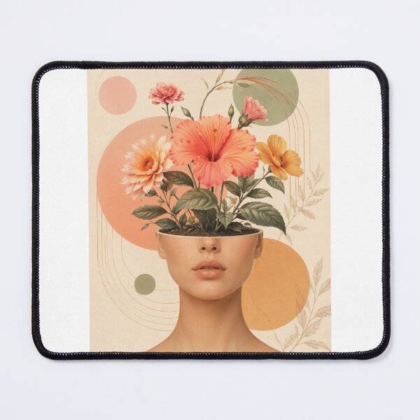 Item preview, Woman Open Head Flowers Growing Pastel Circles Mind Art Print designed and sold by Leogasup.