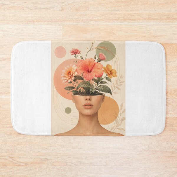 Item preview, Woman Open Head Flowers Growing Pastel Circles Mind Art Print designed and sold by Leogasup.