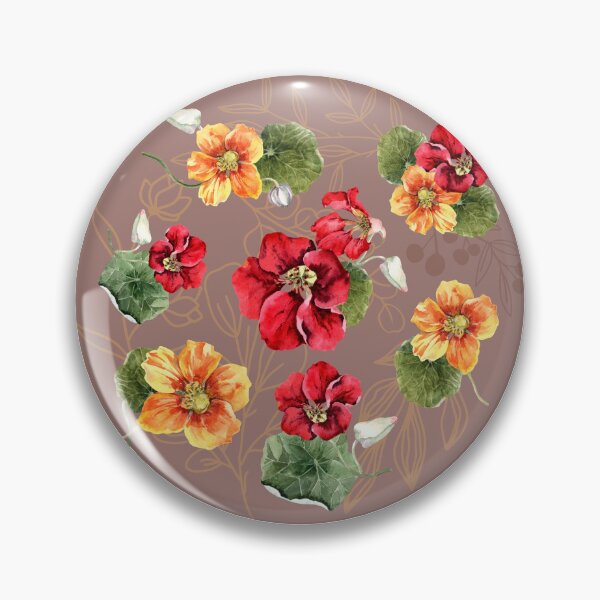 Item preview, Watercolor Nasturtium Floral Pattern - Red Orange Yellow Botanical Art designed and sold by TurquoiseBird.