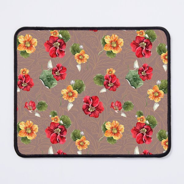 Item preview, Watercolor Nasturtium Floral Pattern - Red Orange Yellow Botanical Art designed and sold by TurquoiseBird.