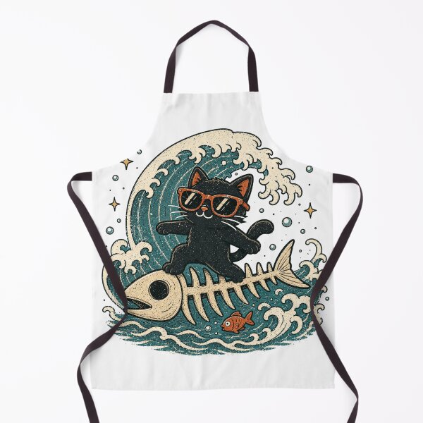 Item preview, Cool Black Cat Surfing Fish Skeleton Summer Cat designed and sold by Region.