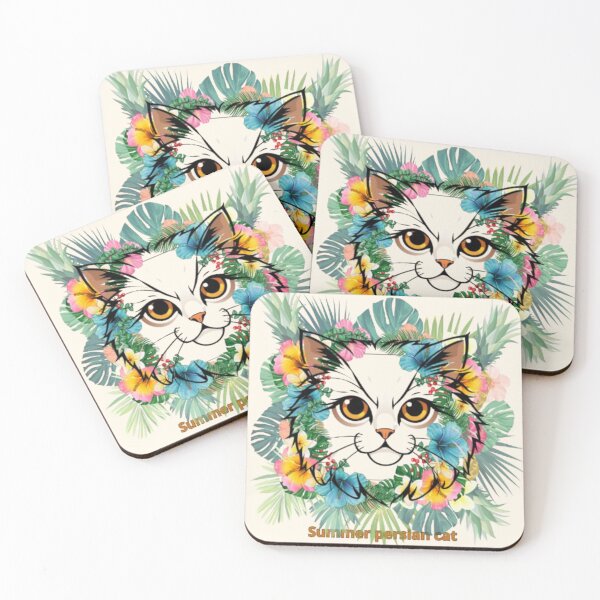 Item preview, Summer Persian Cat Tropical Floral Exotic Hibiscus Art designed and sold by hoodiehood.