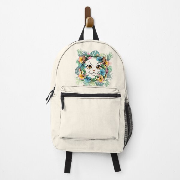 Item preview, Summer Persian Cat Tropical Floral Exotic Hibiscus Art designed and sold by hoodiehood.