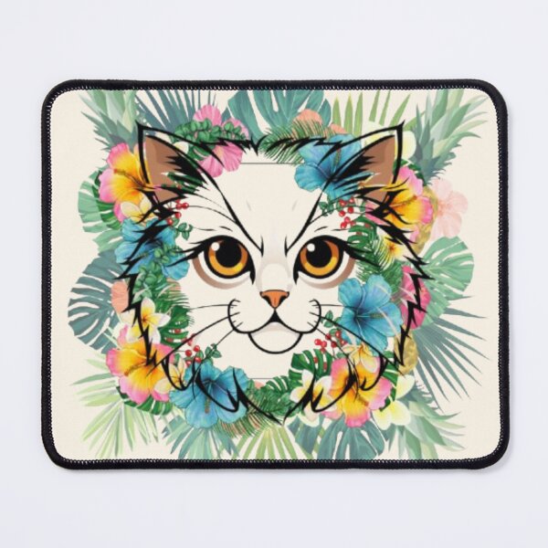 Item preview, Summer Persian Cat Tropical Floral Exotic Hibiscus Art designed and sold by hoodiehood.