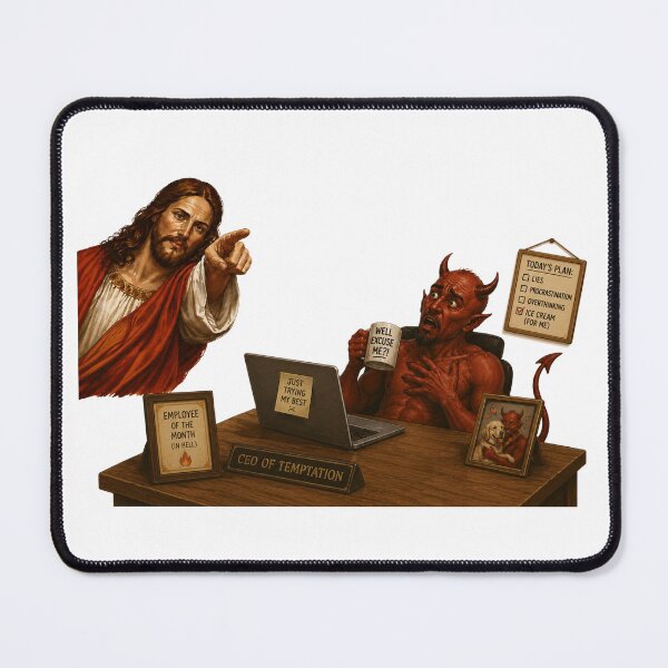 Item preview, jesus not today satan meme  designed and sold by PatternFly.