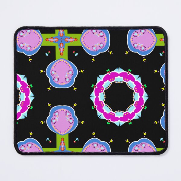 Item preview, Vibrant Black and Magenta Heart Mandala Pattern designed and sold by Tinsleybluebell.