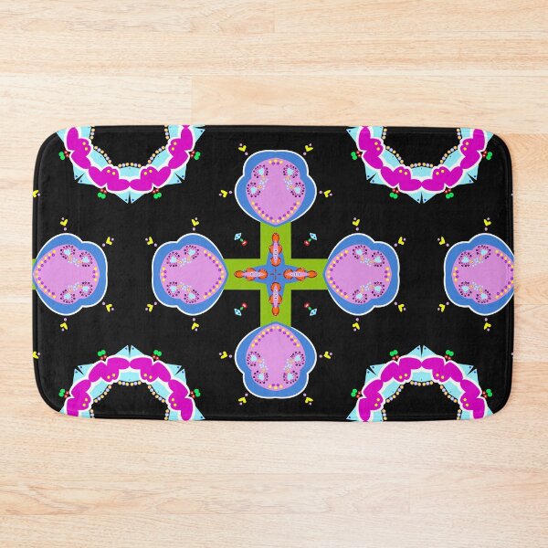 Item preview, Vibrant Black and Magenta Heart Mandala Pattern designed and sold by Tinsleybluebell.