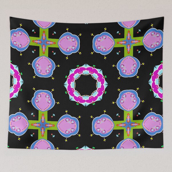 Item preview, Vibrant Black and Magenta Heart Mandala Pattern designed and sold by Tinsleybluebell.