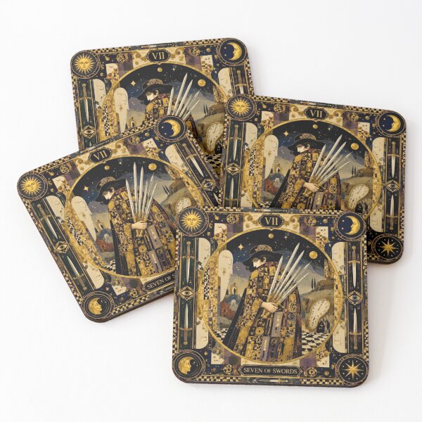 Item preview, The Seven of Swords - Tarot Art Nouveau, Surrealism and Klimt-esque Intrigue designed and sold by Natalia-Vlad.