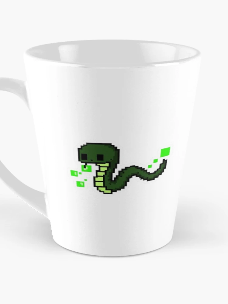 Thumbnail 3 of 4, Coffee Mug, Snake Eating Pixels Python Coder Gamer Sticker designed and sold by Potatoxzari.