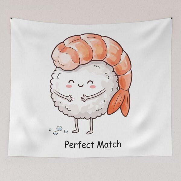 Item preview, Cute Kawaii Sushi And Shrimp Perfect Match Love designed and sold by Amir Faysal.