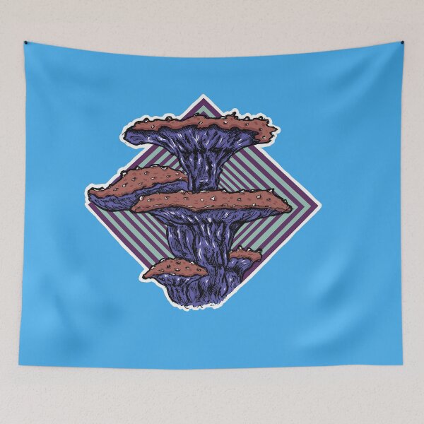 Item preview, Azure Bloom Fungus – Retro Psychedelic Mushroom Illustration designed and sold by Half Mess.