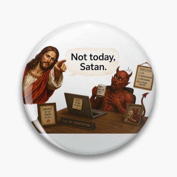 Item preview, jesus not today satan meme  designed and sold by PatternFly.