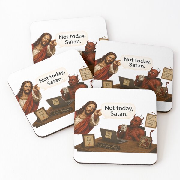 Item preview, jesus not today satan meme  designed and sold by PatternFly.