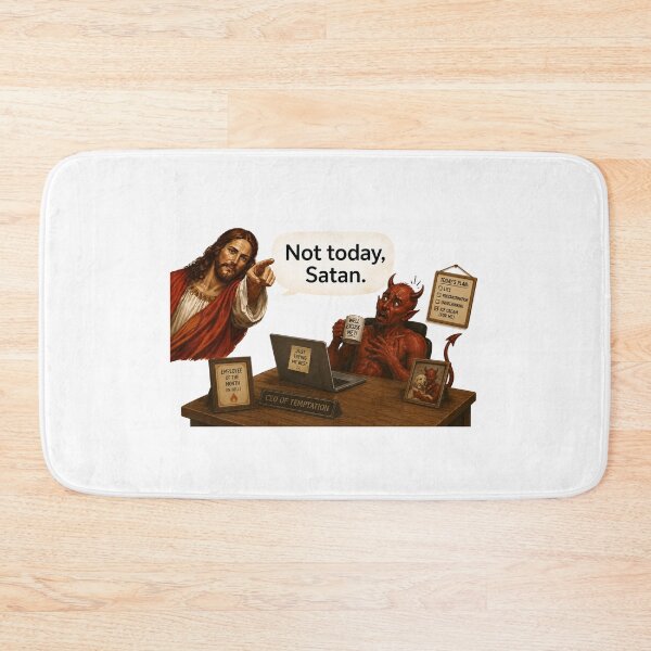 Item preview, jesus not today satan meme  designed and sold by PatternFly.