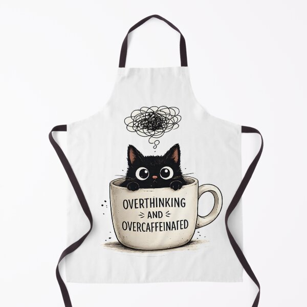 Item preview, Overthinking and Overcaffeinated Black Cat Coffee Mug designed and sold by Travelcases.