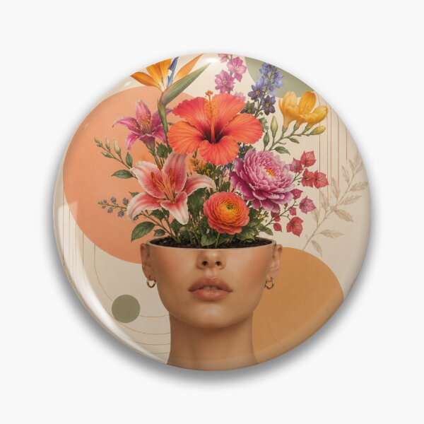 Artikelvorschau, Woman Open Head Tropical Flowers Gold Earrings Bloom Wall Art Print entworfen und verkauft von Leogasup.