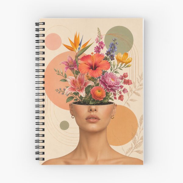 Item preview, Woman Open Head Tropical Flowers Gold Earrings Bloom Wall Art Print designed and sold by Leogasup.