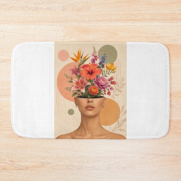 Item preview, Woman Open Head Tropical Flowers Gold Earrings Bloom Wall Art Print designed and sold by Leogasup.