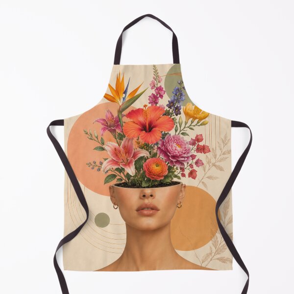 Item preview, Woman Open Head Tropical Flowers Gold Earrings Bloom Wall Art Print designed and sold by Leogasup.