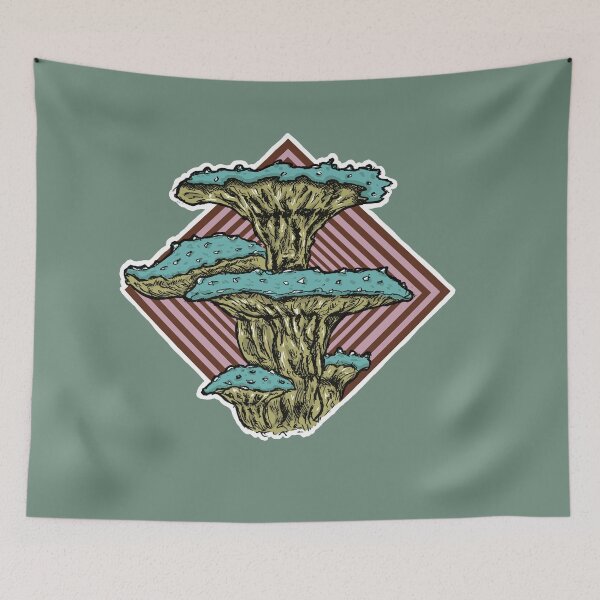 Item preview, Azure Bloom Fungus – Retro Psychedelic Mushroom Illustration designed and sold by Half Mess.