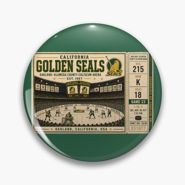 Item preview, California Golden Seals Vintage Hockey Ticket, Oakland-Alameda County Coliseum Arena, Retro professional hockey Art designed and sold by GhostDawgs.