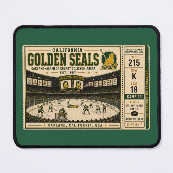 Item preview, California Golden Seals Vintage Hockey Ticket, Oakland-Alameda County Coliseum Arena, Retro professional hockey Art designed and sold by GhostDawgs.