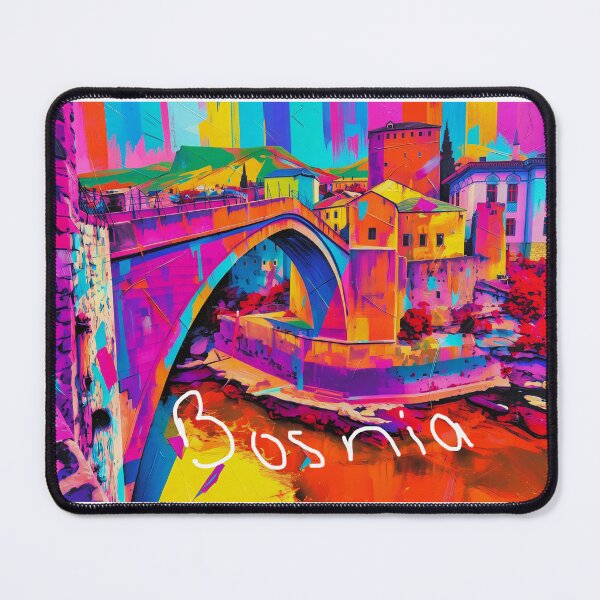 Item preview, Bosnia bridge in pop up lively colours  designed and sold by wallartofmio.