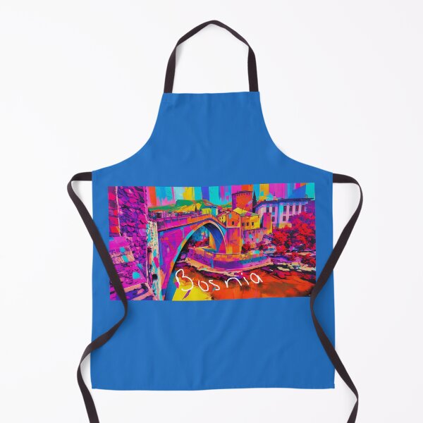 Item preview, Bosnia bridge in pop up lively colours designed and sold by wallartofmio.