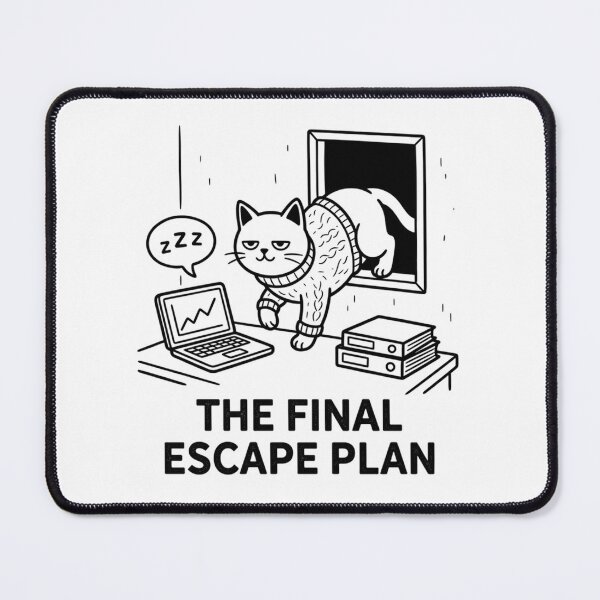 Item preview, The Final Escape Plan Sleepy Cat Work Humor designed and sold by Meow-gical Wear.