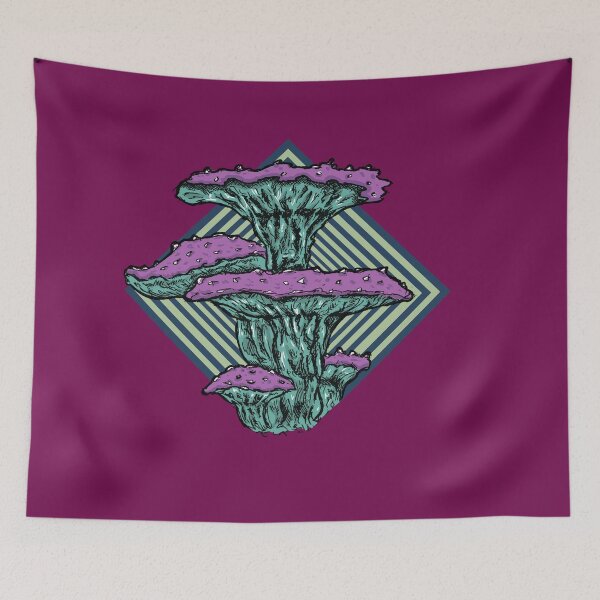Item preview, Azure Bloom Fungus – Retro Psychedelic Mushroom Illustration designed and sold by Half Mess.