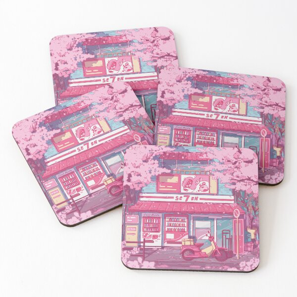 Item preview, The aesthetic Tokyo street with vending machines and a grocery store designed and sold by AnGoArt.