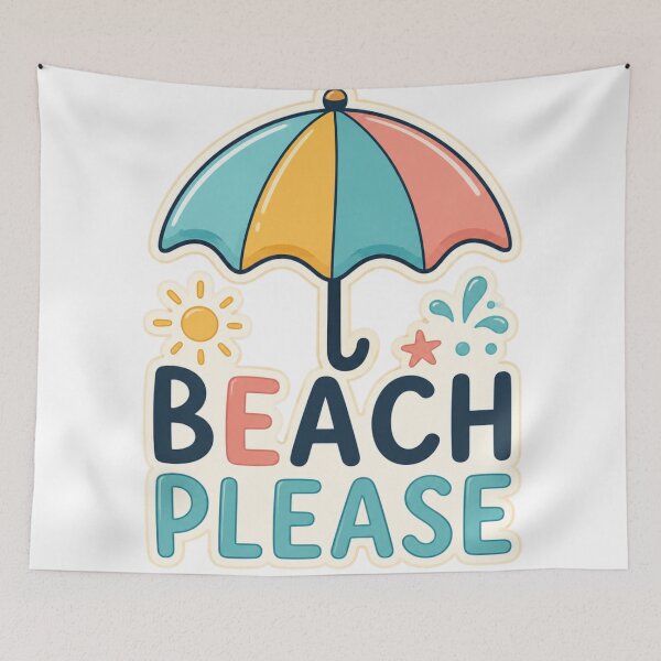 Item preview, Beach Please – Umbrella design with summery and eye-catching typography designed and sold by FusiTink.