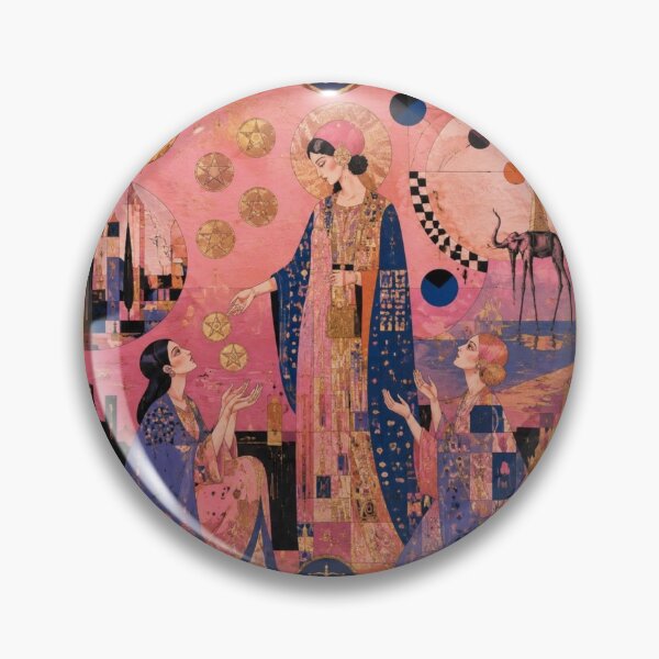 Item preview, Six of Pentacles Tarot Card - Art Deco Pink Gold Generosity Art designed and sold by Natalia-Vlad.
