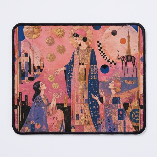Item preview, Six of Pentacles Tarot Card - Art Deco Pink Gold Generosity Art designed and sold by Natalia-Vlad.