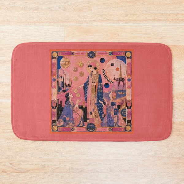 Item preview, Six of Pentacles Tarot Card - Art Deco Pink Gold Generosity Art designed and sold by Natalia-Vlad.