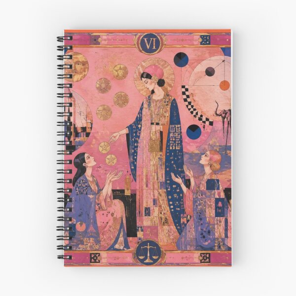 Item preview, Six of Pentacles Tarot Card - Art Deco Pink Gold Generosity Art designed and sold by Natalia-Vlad.